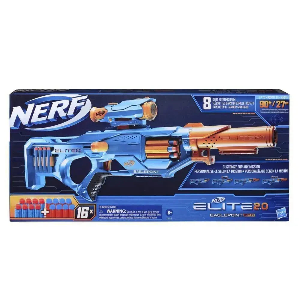 Nerf Elite 2.0 Eaglepoint RD-8 Blaster – Customizable Dart Blaster with Scope, Barrel, and 16 Official Elite Darts - Naivri