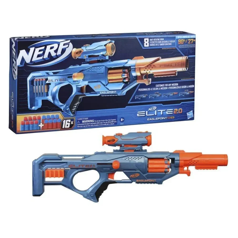 Nerf Elite 2.0 Eaglepoint RD-8 Blaster – Customizable Dart Blaster with Scope, Barrel, and 16 Official Elite Darts - Naivri