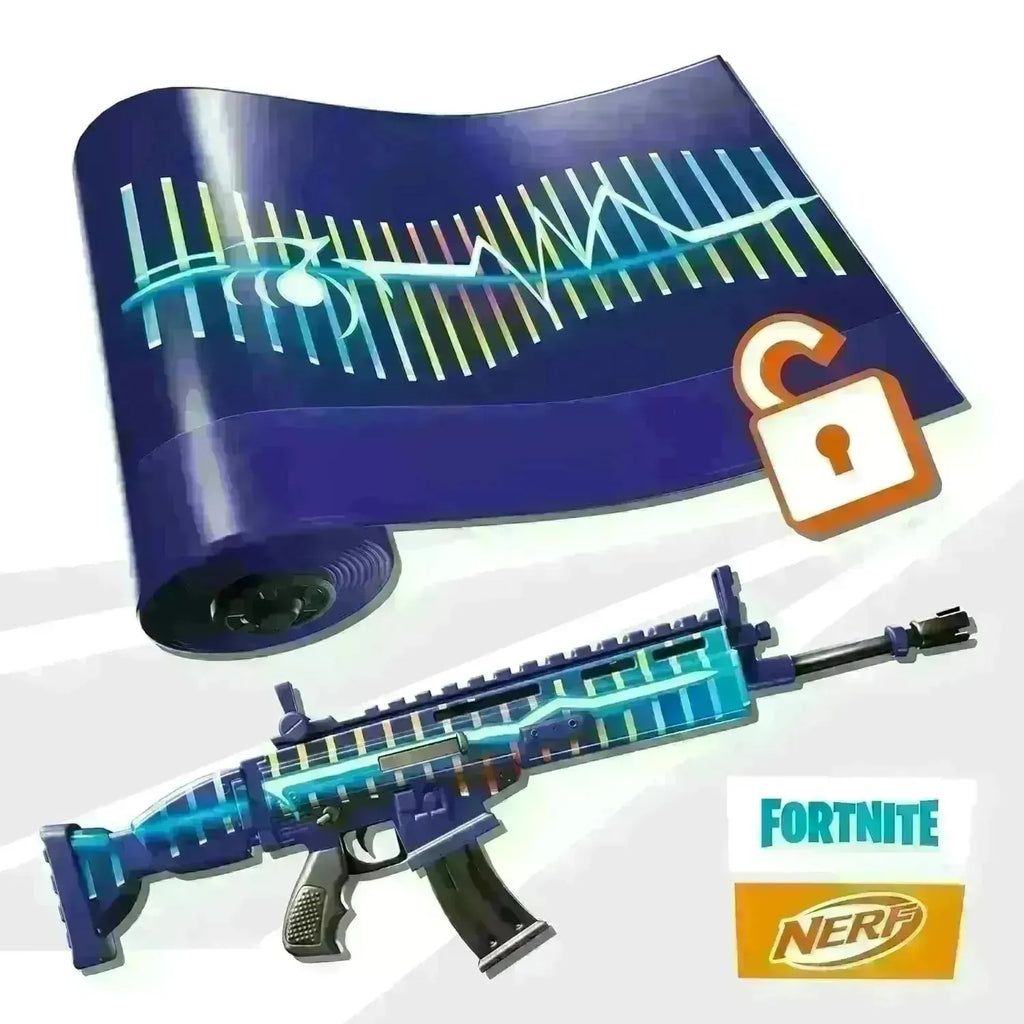 Nerf Fortnite Blue Shock Motorized Blaster with 10-Dart Clip, 10 Elite Darts & Bonus In-Game Code - Naivri