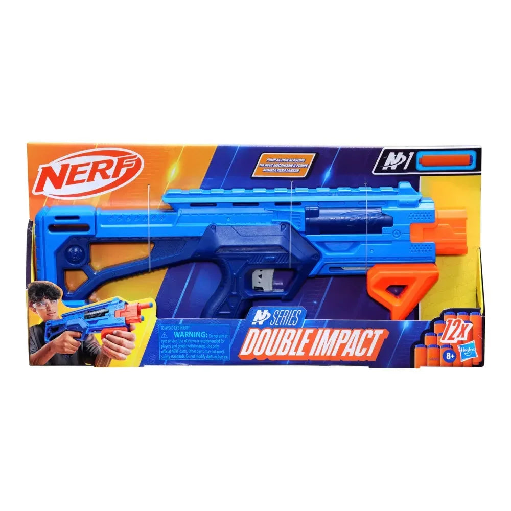 Nerf N Series Double Impact Blaster – With 12 Official Nerf N1 Darts | High Accuracy Foam Dart Gun by Hasbro - Naivri