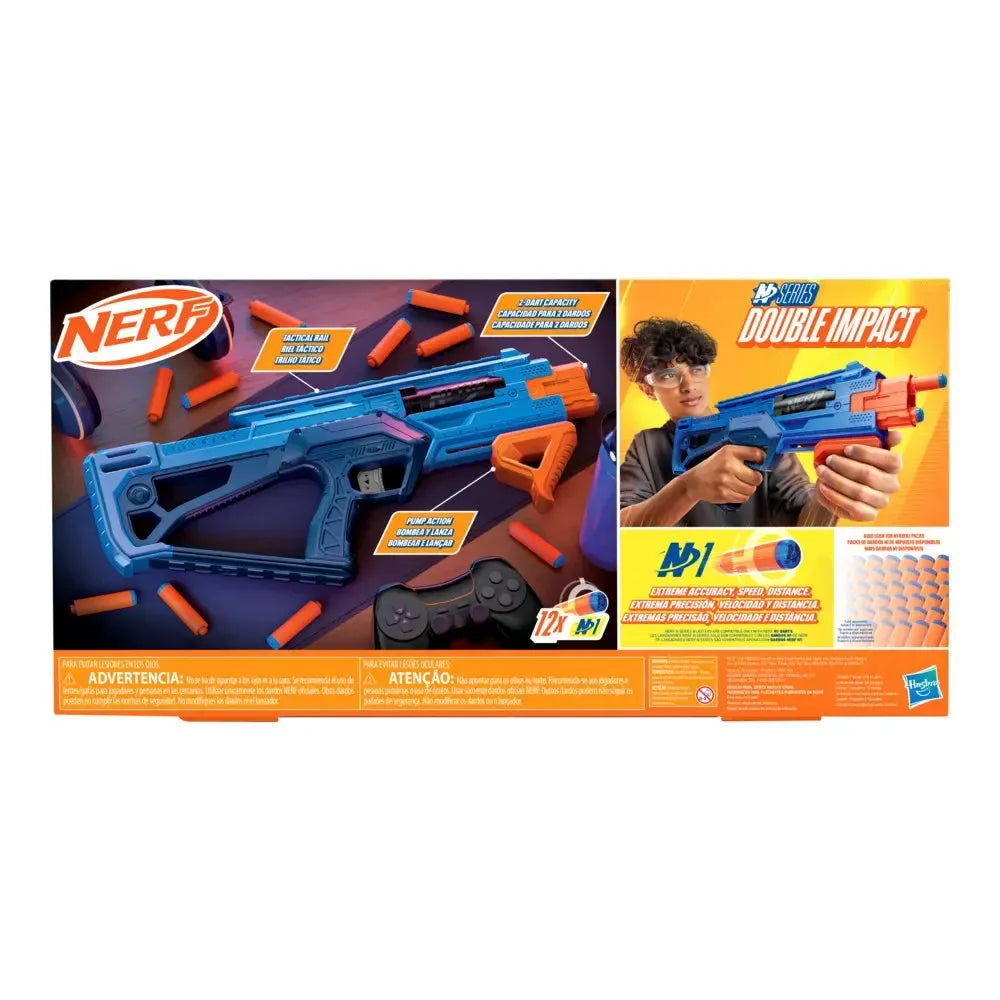 Nerf N Series Double Impact Blaster – With 12 Official Nerf N1 Darts | High Accuracy Foam Dart Gun by Hasbro - Naivri
