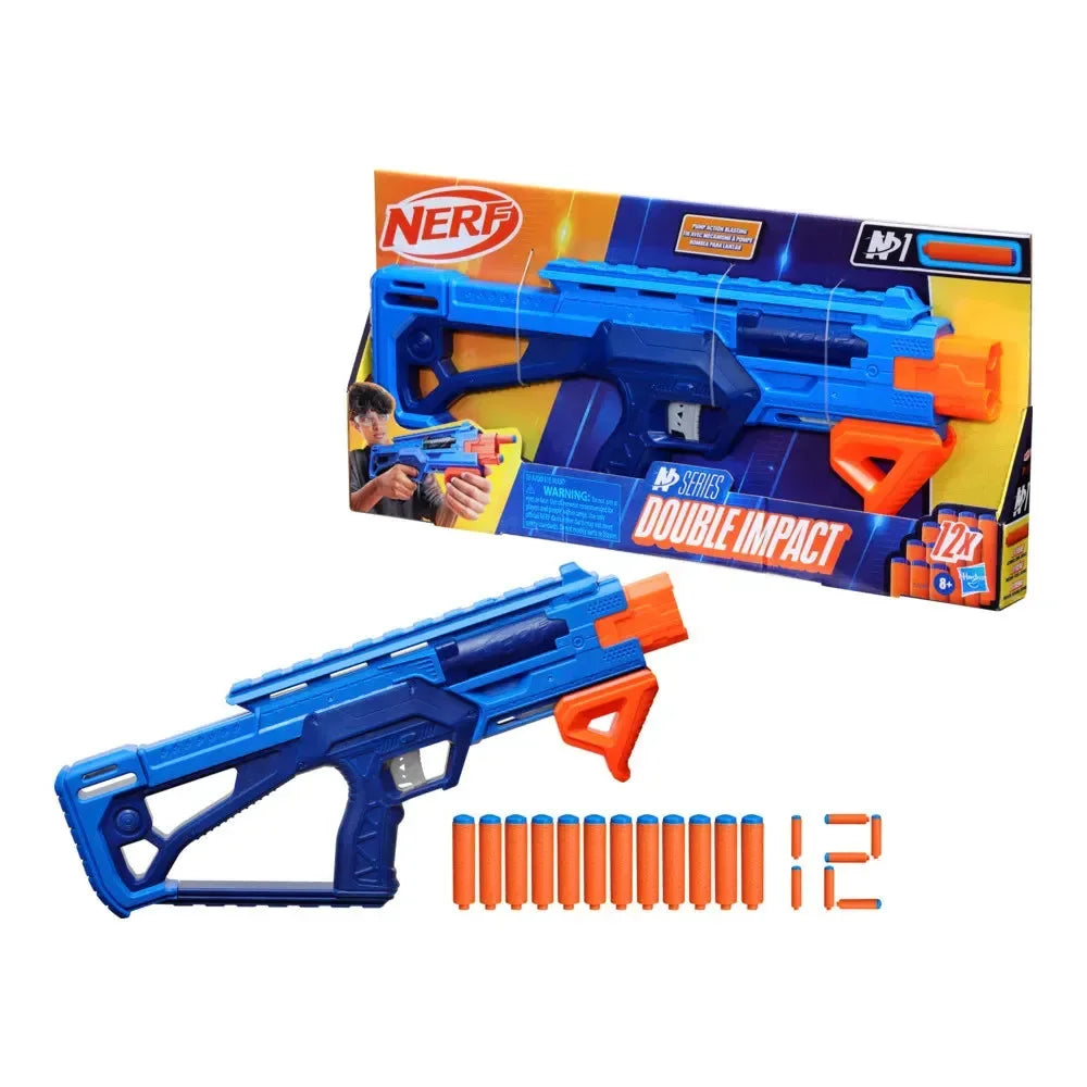 Nerf N Series Double Impact Blaster – With 12 Official Nerf N1 Darts | High Accuracy Foam Dart Gun by Hasbro - Naivri