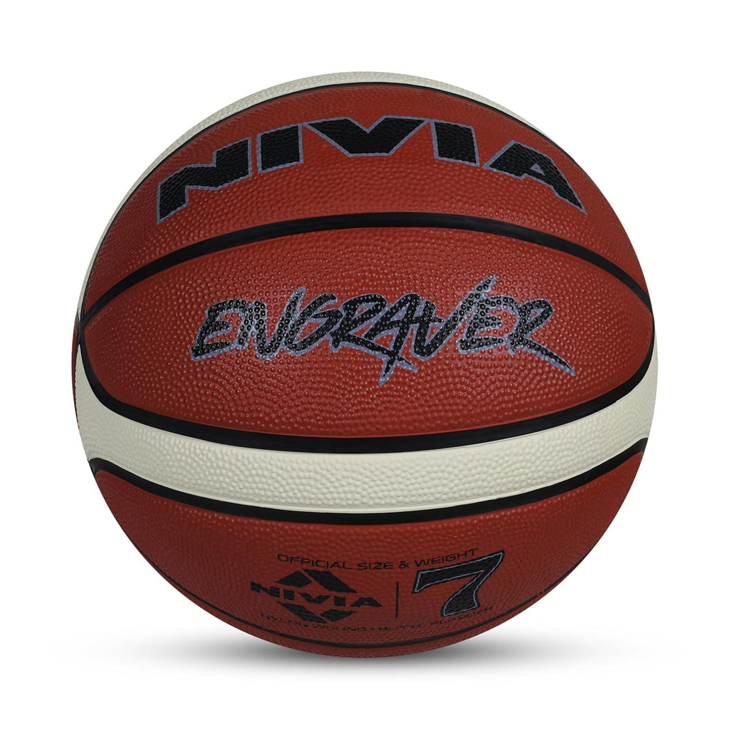 Nivia Engraver Basketball Size 7 Brown Cream - Naivri