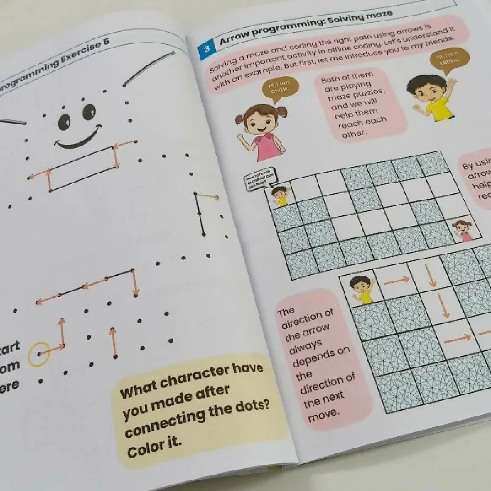Offline coding activities book | Screenless coding activity book for kids of age 5 to 8 - Naivri