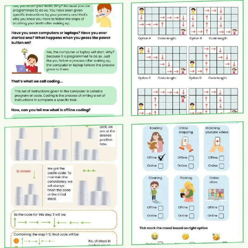 Offline coding activities book | Screenless coding activity book for kids of age 5 to 8 - Naivri