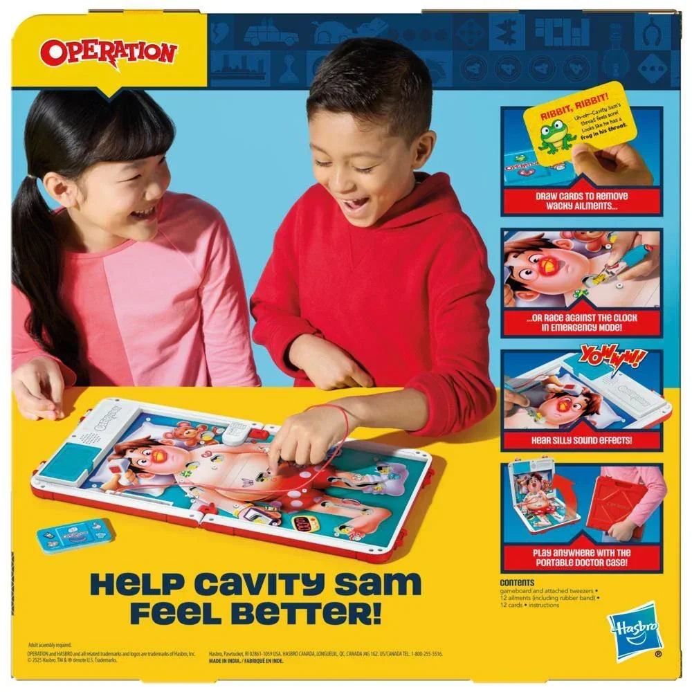 Operation Electronic Board Game with All-in-One Carrying Case – 2 Modes, Lights & Funny Sounds | Classic Kids Game for Ages 6+ - Naivri