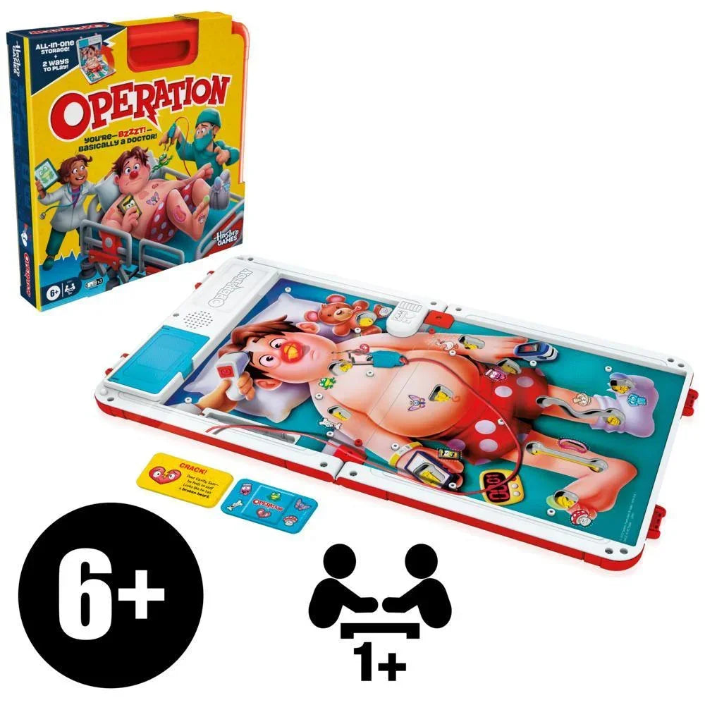 Operation Electronic Board Game with All-in-One Carrying Case – 2 Modes, Lights & Funny Sounds | Classic Kids Game for Ages 6+ - Naivri