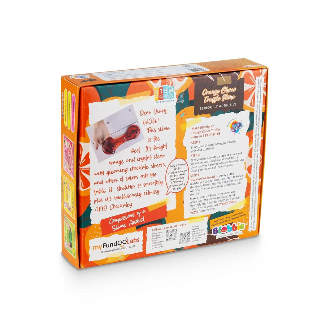 Orange Choco Truffle 2-in-1 Scented Slime Kit by DIYScience – Stretchy Jelly Cube Slime Fun for Kids 8+ | Safe STEM Activity - Naivri