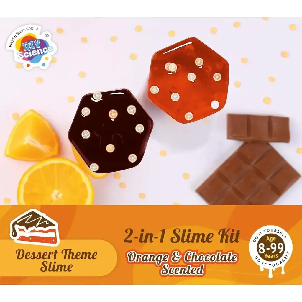 Orange Choco Truffle 2-in-1 Scented Slime Kit by DIYScience – Stretchy Jelly Cube Slime Fun for Kids 8+ | Safe STEM Activity - Naivri