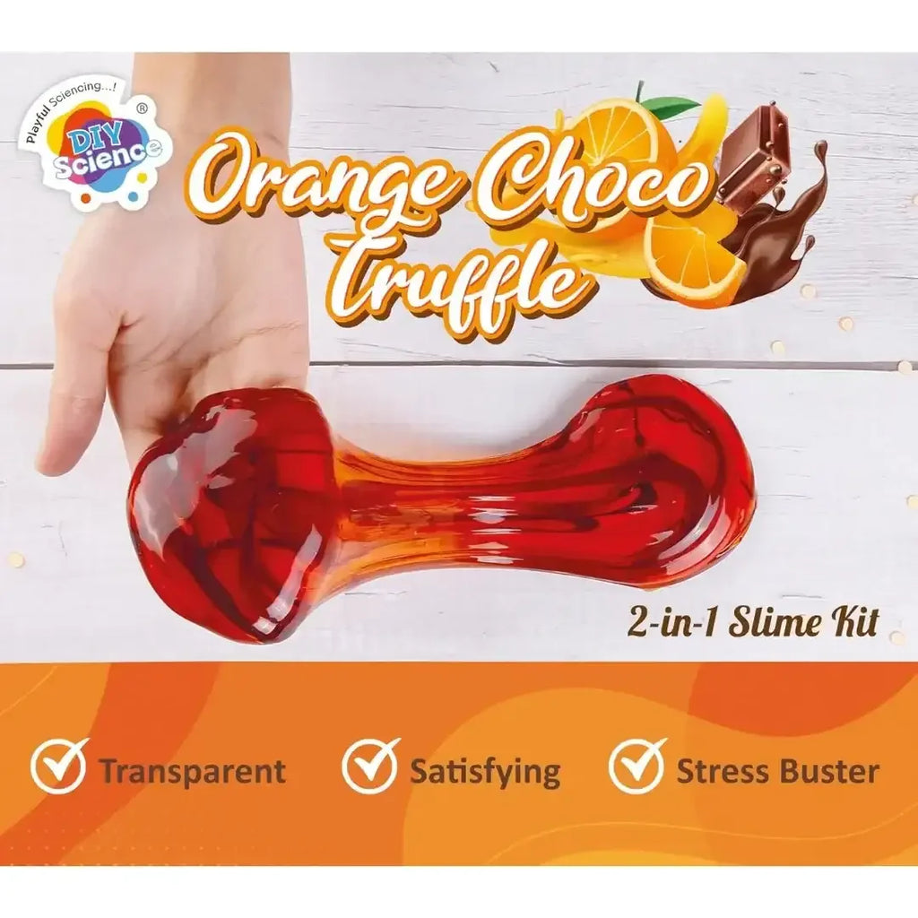 Orange Choco Truffle 2-in-1 Scented Slime Kit by DIYScience – Stretchy Jelly Cube Slime Fun for Kids 8+ | Safe STEM Activity - Naivri