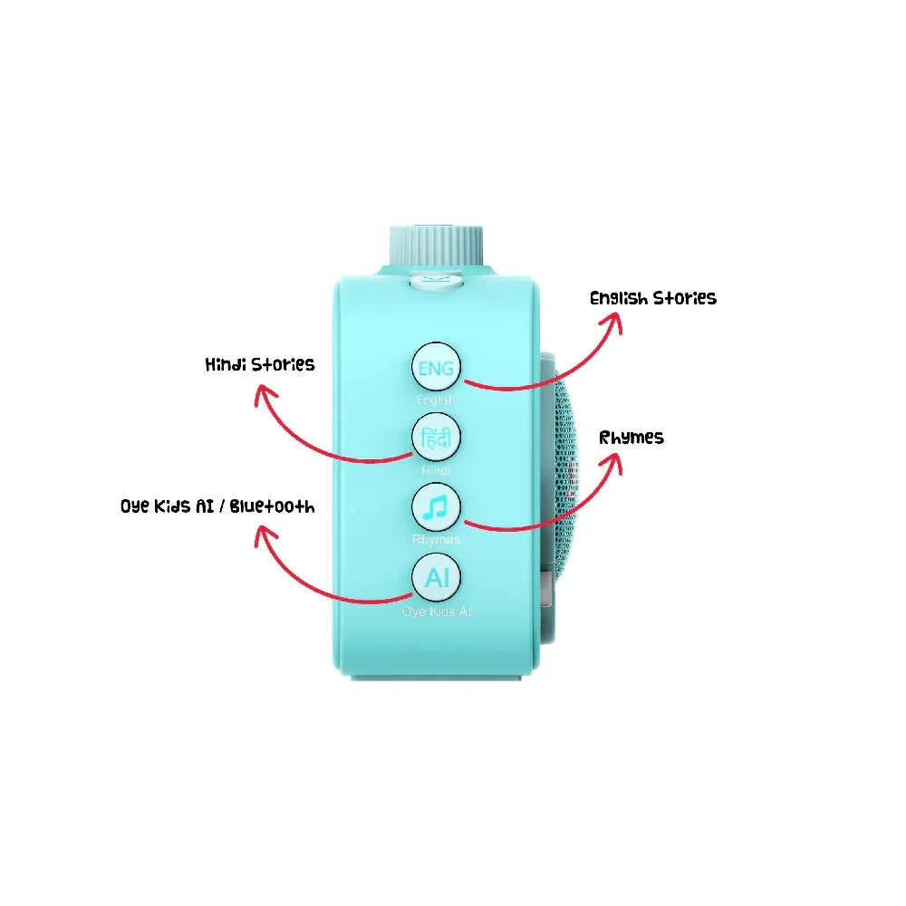 Oye Kids Story Box Speaker with 1000 Stories in Hindi and English. Electronic Learning Toy for Kids Age 3 to 10. Birthday Gift for Kids Boys Girls Children Babies. Story Telling Speaker for Children. - Naivri