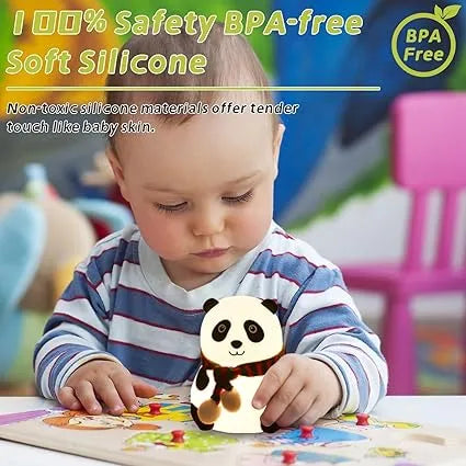 Panda Light Night lamp, Night Light for Bedroom, Night Lamp for Kids, Birthday Gift for Kids, Silicone Rechargeable Lamps with Charging Plug, Diwali Gifts for Family & Friends, (Multicolor) - Naivri