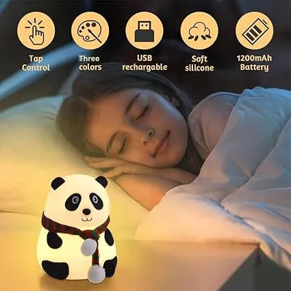 Panda Light Night lamp, Night Light for Bedroom, Night Lamp for Kids, Birthday Gift for Kids, Silicone Rechargeable Lamps with Charging Plug, Diwali Gifts for Family & Friends, (Multicolor) - Naivri