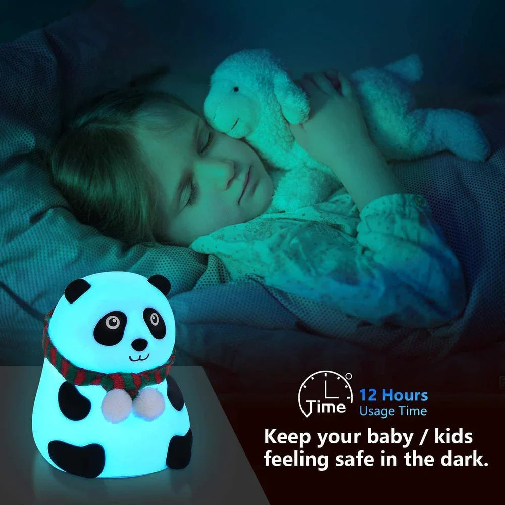 Panda Light Night lamp, Night Light for Bedroom, Night Lamp for Kids, Birthday Gift for Kids, Silicone Rechargeable Lamps with Charging Plug, Diwali Gifts for Family & Friends, (Multicolor) - Naivri