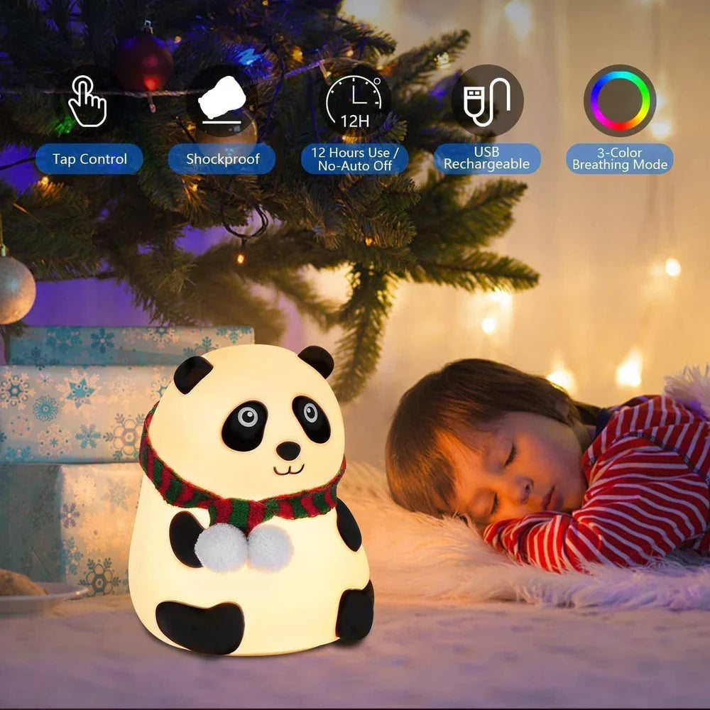 Panda Light Night lamp, Night Light for Bedroom, Night Lamp for Kids, Birthday Gift for Kids, Silicone Rechargeable Lamps with Charging Plug, Diwali Gifts for Family & Friends, (Multicolor) - Naivri
