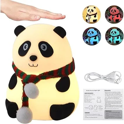 Panda Light Night lamp, Night Light for Bedroom, Night Lamp for Kids, Birthday Gift for Kids, Silicone Rechargeable Lamps with Charging Plug, Diwali Gifts for Family & Friends, (Multicolor) - Naivri