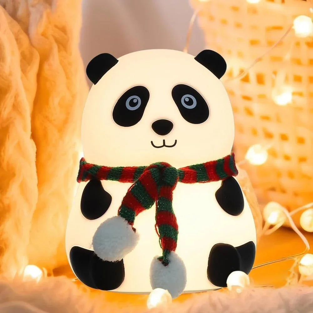 Panda Light Night lamp, Night Light for Bedroom, Night Lamp for Kids, Birthday Gift for Kids, Silicone Rechargeable Lamps with Charging Plug, Diwali Gifts for Family & Friends, (Multicolor) - Naivri