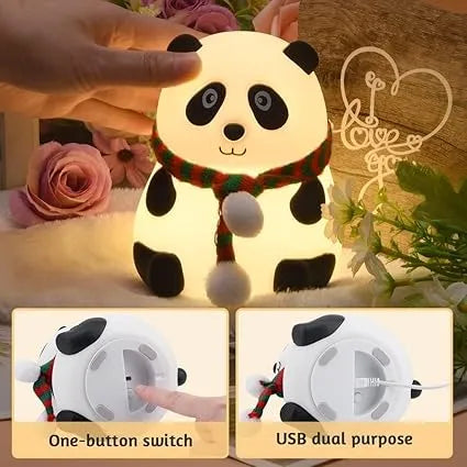 Panda Light Night lamp, Night Light for Bedroom, Night Lamp for Kids, Birthday Gift for Kids, Silicone Rechargeable Lamps with Charging Plug, Diwali Gifts for Family & Friends, (Multicolor) - Naivri
