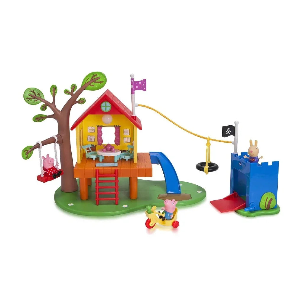 Peppa Pig Treehouse and George's Fort Playset for Kids – Interactive Light, Sounds & Figures - Naivri