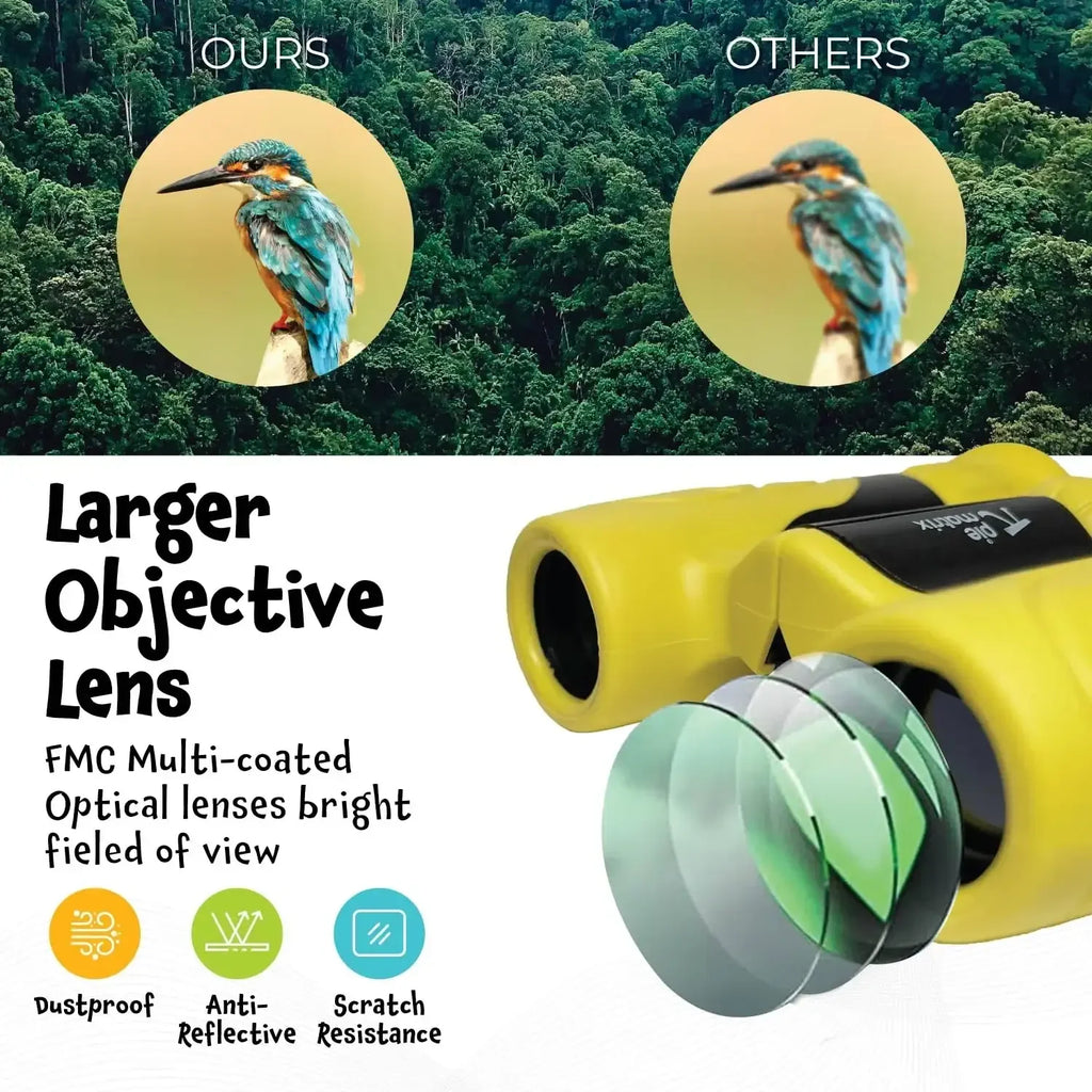 Pie Matrix Junior Explorer Binoculars (8x21) for Kids and Adults – Lightweight, Waterproof, High-Performance Outdoor Optics - Naivri
