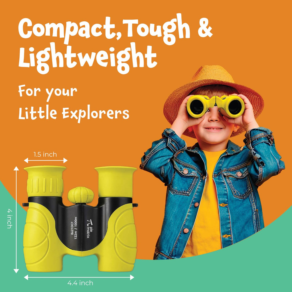 Pie Matrix Junior Explorer Binoculars (8x21) for Kids and Adults – Lightweight, Waterproof, High-Performance Outdoor Optics - Naivri