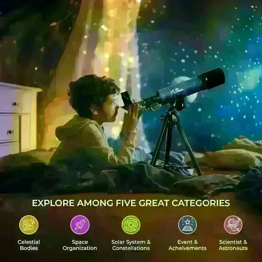 Pie Matrix Neo 50/360 HD Zoom Refractor Telescope – 90x Magnification, 360° Rotating Tripod, Clear Views of Moon, Planets & Wildlife, Lightweight Travel Bag – Ideal for Beginners & Stargazers - Naivri