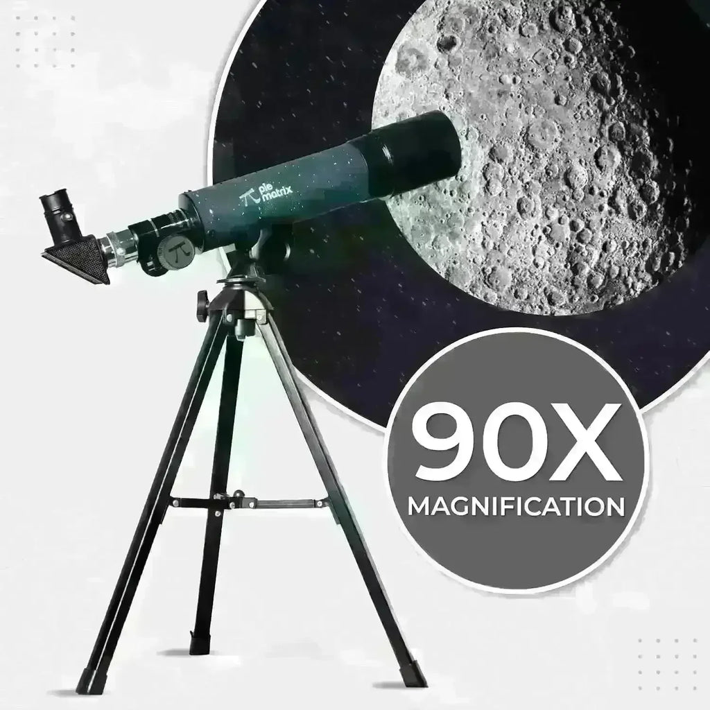 Pie Matrix Neo 50/360 HD Zoom Refractor Telescope – 90x Magnification, 360° Rotating Tripod, Clear Views of Moon, Planets & Wildlife, Lightweight Travel Bag – Ideal for Beginners & Stargazers - Naivri