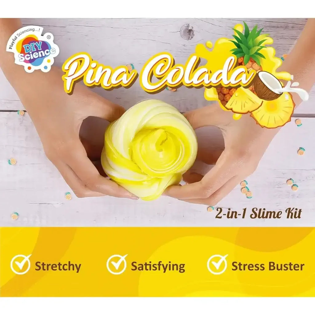 Pina Colada 2-in-1 Slime Kit Scented by DIYScience – Tropical Slime Fun for Kids 8+ | Pineapple & Coconut Scented - Naivri