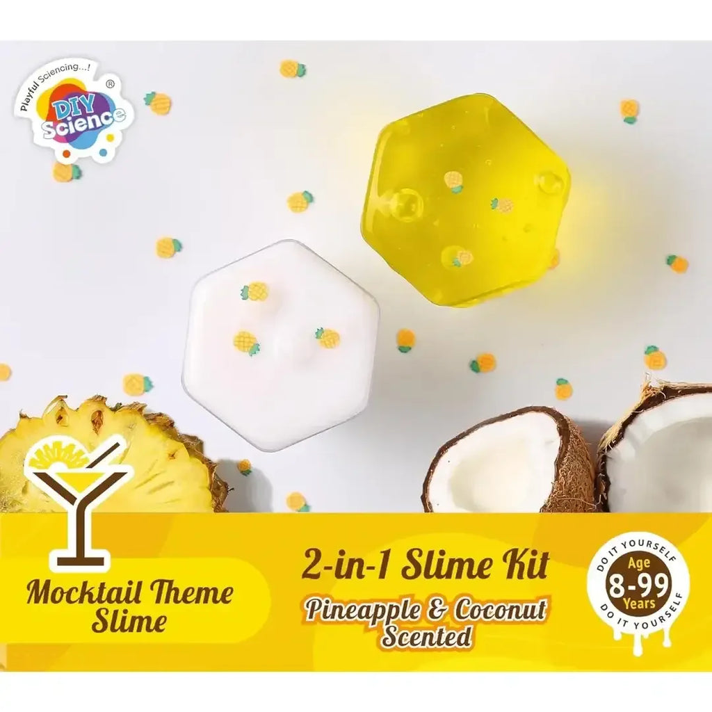 Pina Colada 2-in-1 Slime Kit Scented by DIYScience – Tropical Slime Fun for Kids 8+ | Pineapple & Coconut Scented - Naivri