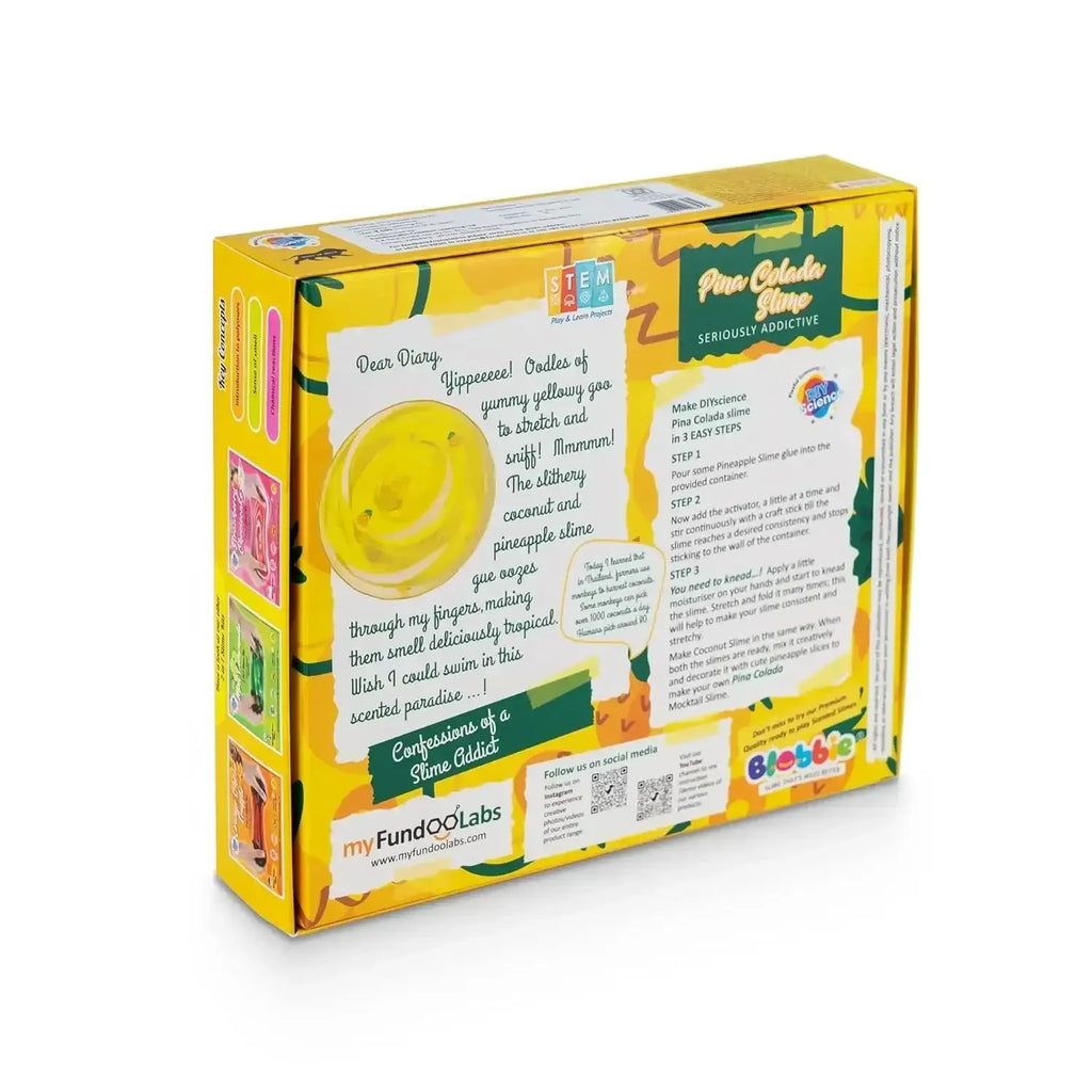 Pina Colada 2-in-1 Slime Kit Scented by DIYScience – Tropical Slime Fun for Kids 8+ | Pineapple & Coconut Scented - Naivri