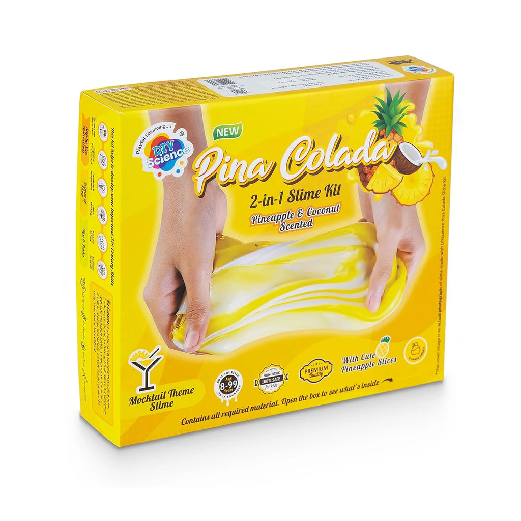 Pina Colada 2-in-1 Slime Kit Scented by DIYScience – Tropical Slime Fun for Kids 8+ | Pineapple & Coconut Scented - Naivri