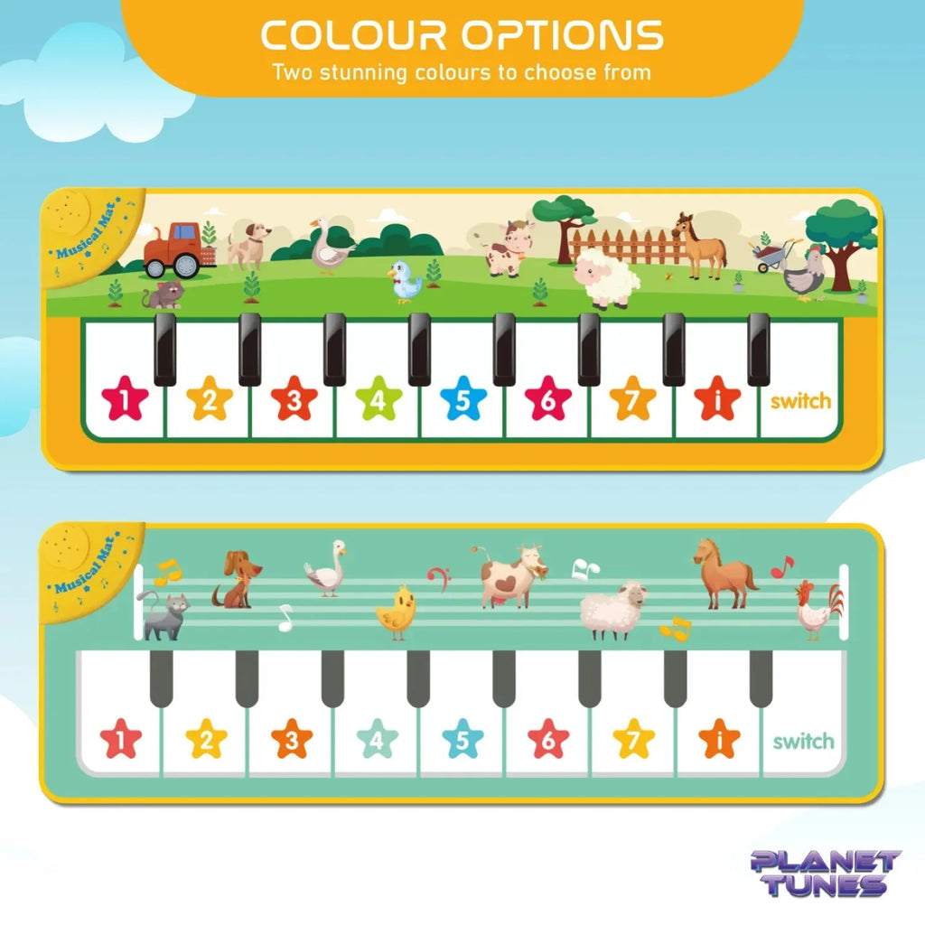 PLANETTUNES 3 in 1 Rock N Roll Piano Playmat for Kids 3 Years+ | Musical Piano, Animal Sounds & Melody Tunes - Naivri