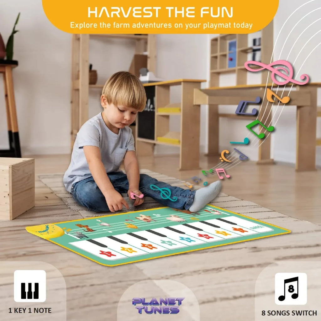 PLANETTUNES 3 in 1 Rock N Roll Piano Playmat for Kids 3 Years+ | Musical Piano, Animal Sounds & Melody Tunes - Naivri