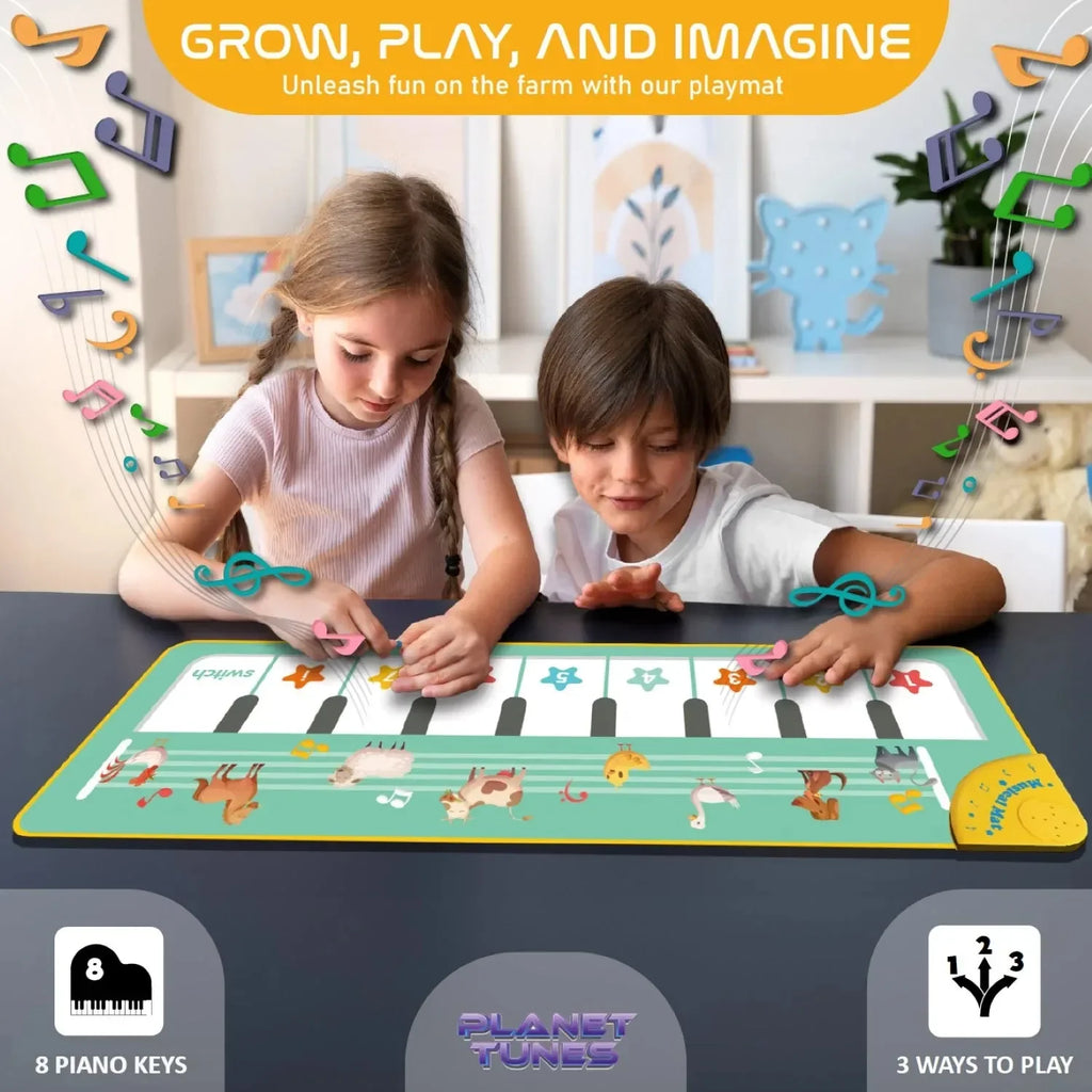 PLANETTUNES 3 in 1 Rock N Roll Piano Playmat for Kids 3 Years+ | Musical Piano, Animal Sounds & Melody Tunes - Naivri