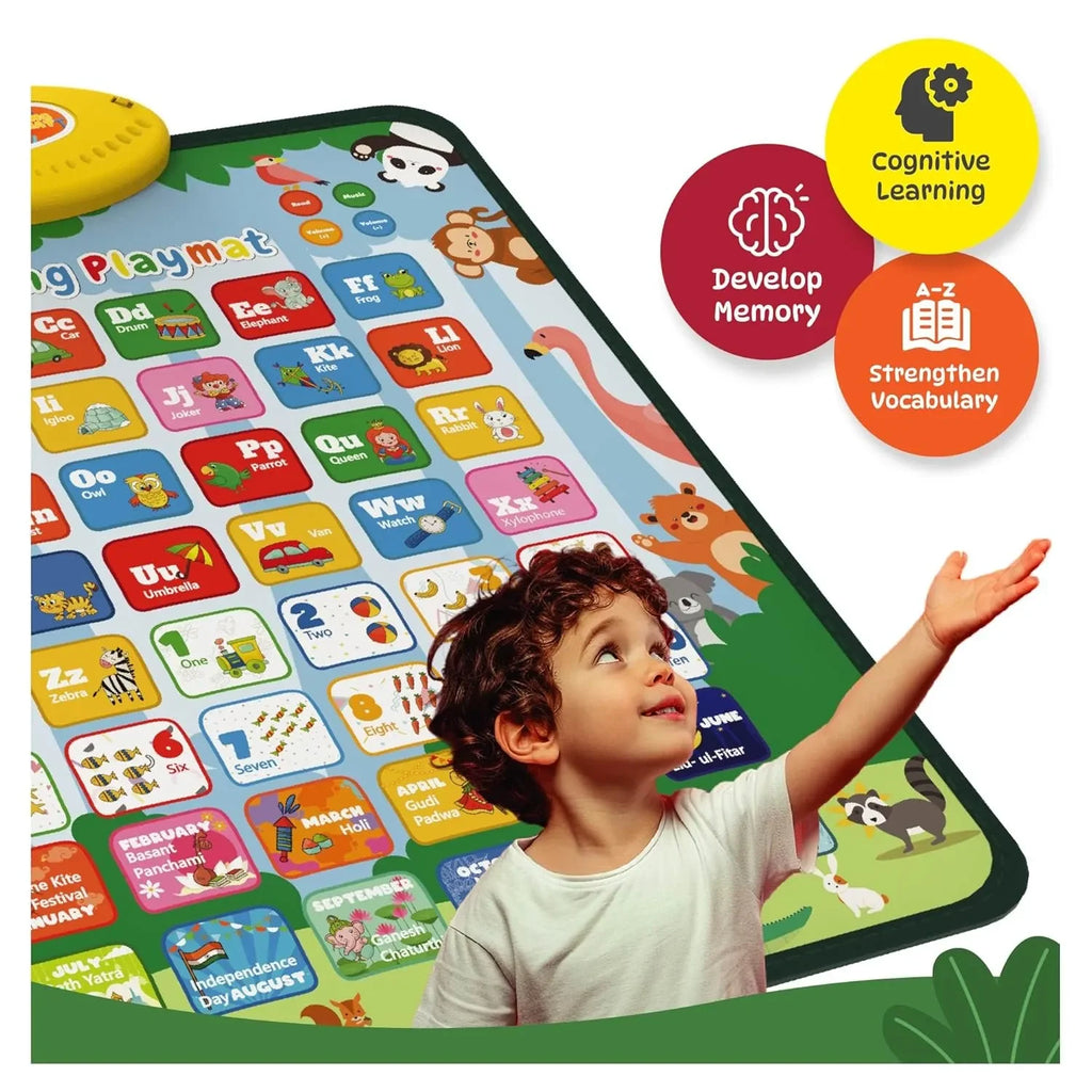Planettunes Alphabet Learning Musical Interactive Bilingual Touch-Sensitive Floor Mat for Kids | 5 Fun Educational Modes | ABC & Number Learning Mat for Toddlers Age 3+ - Naivri