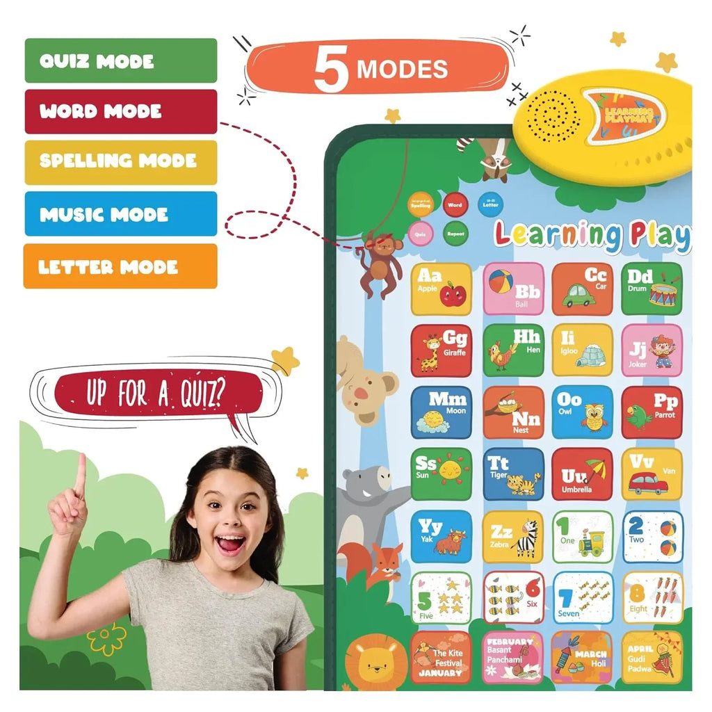 Planettunes Alphabet Learning Musical Interactive Bilingual Touch-Sensitive Floor Mat for Kids | 5 Fun Educational Modes | ABC & Number Learning Mat for Toddlers Age 3+ - Naivri