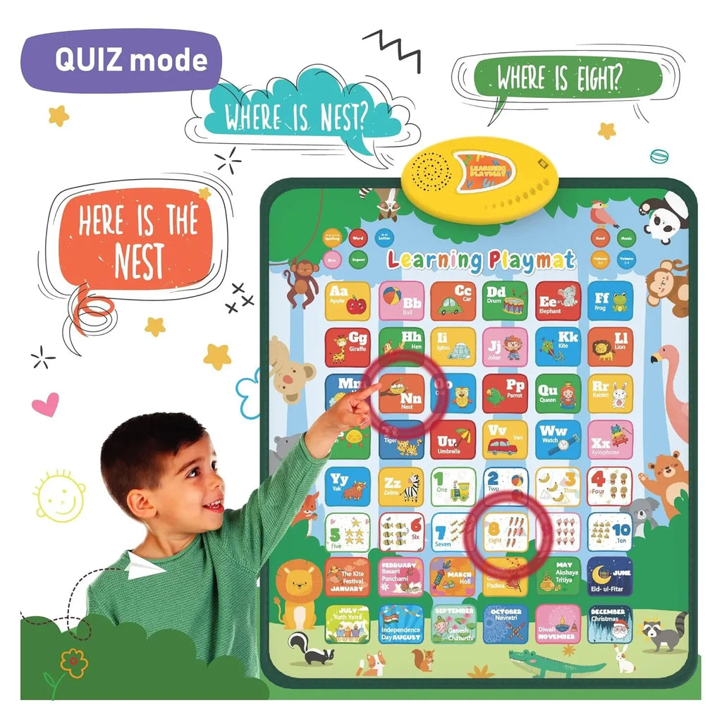 Planettunes Alphabet Learning Musical Interactive Bilingual Touch-Sensitive Floor Mat for Kids | 5 Fun Educational Modes | ABC & Number Learning Mat for Toddlers Age 3+ - Naivri