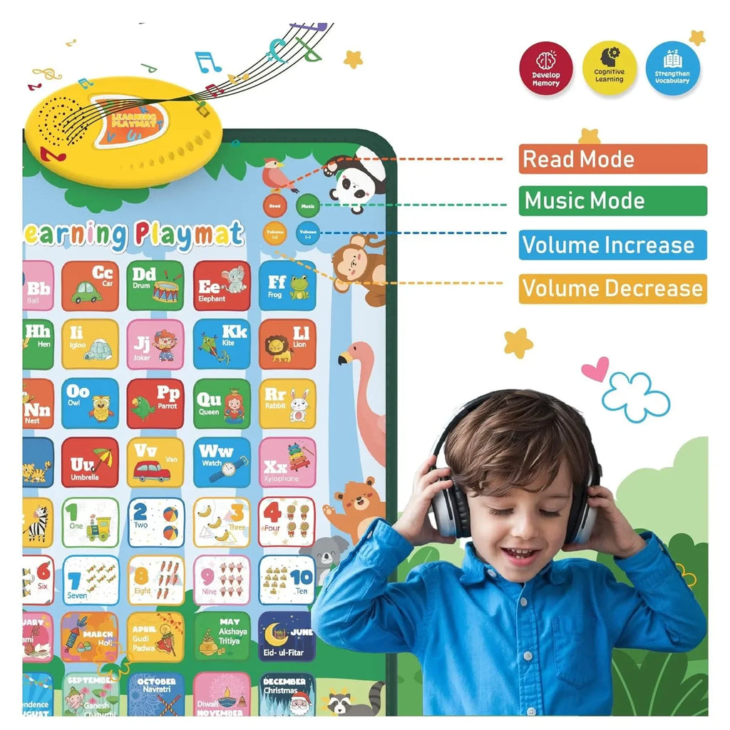 Planettunes Alphabet Learning Musical Interactive Bilingual Touch-Sensitive Floor Mat for Kids | 5 Fun Educational Modes | ABC & Number Learning Mat for Toddlers Age 3+ - Naivri