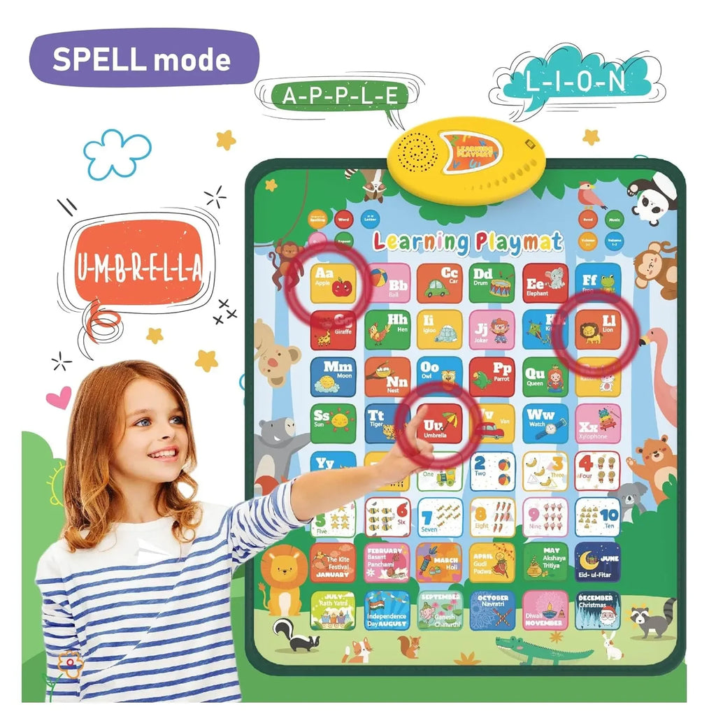 Planettunes Alphabet Learning Musical Interactive Bilingual Touch-Sensitive Floor Mat for Kids | 5 Fun Educational Modes | ABC & Number Learning Mat for Toddlers Age 3+ - Naivri