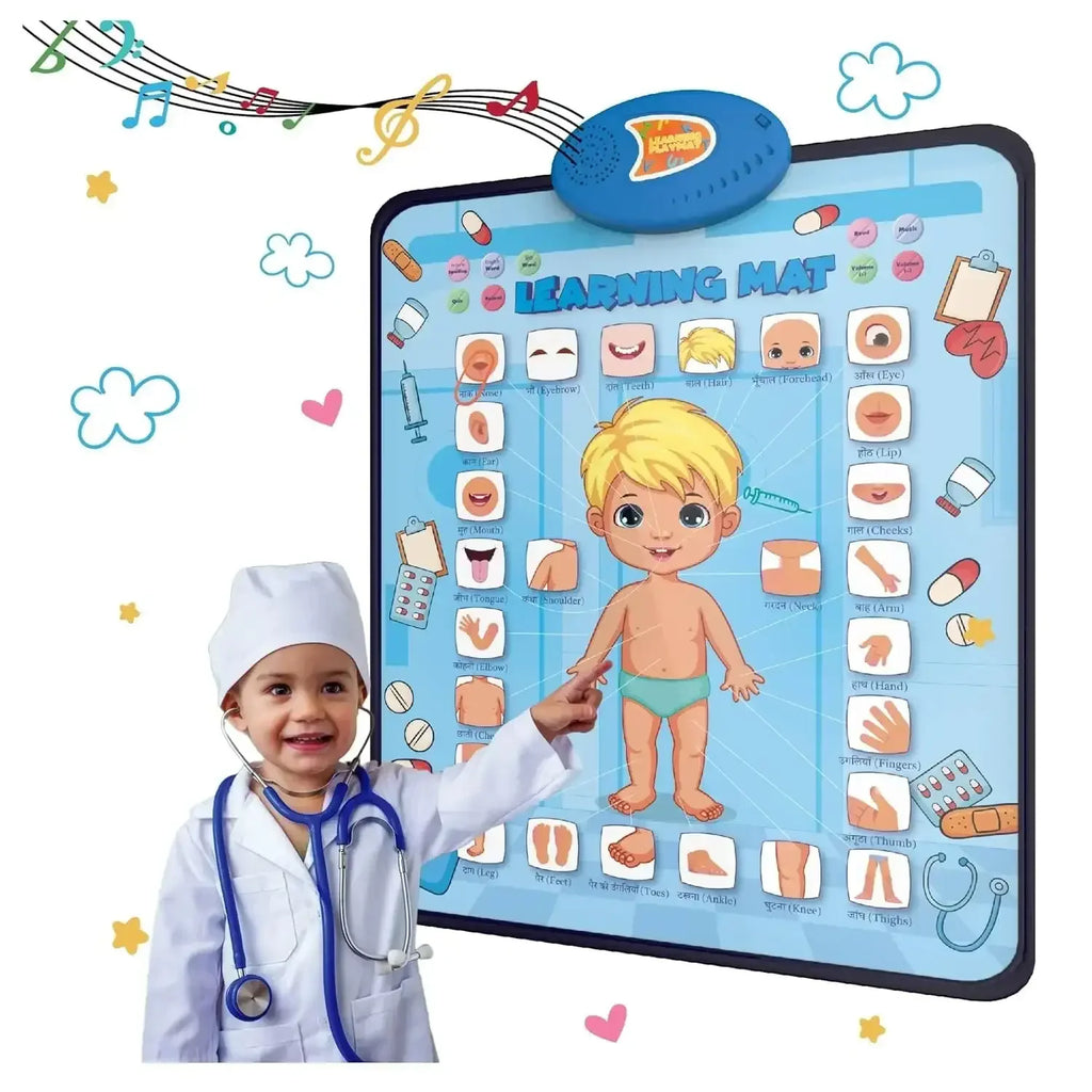 PLANETTUNES Anatomy Learning Musical Mat | Interactive Bilingual Touch-Sensitive Floor Mat for Kids | 5 Fun Educational Modes | Battery-Operated ABC & Body Part Learning Mat | Toddler Toy (Multicolor) - Naivri