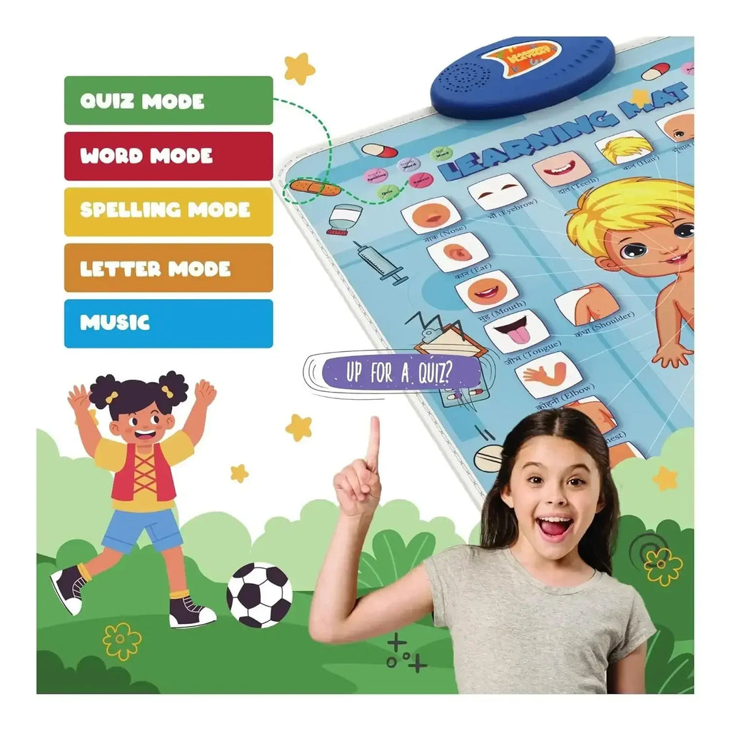PLANETTUNES Anatomy Learning Musical Mat | Interactive Bilingual Touch-Sensitive Floor Mat for Kids | 5 Fun Educational Modes | Battery-Operated ABC & Body Part Learning Mat | Toddler Toy (Multicolor) - Naivri
