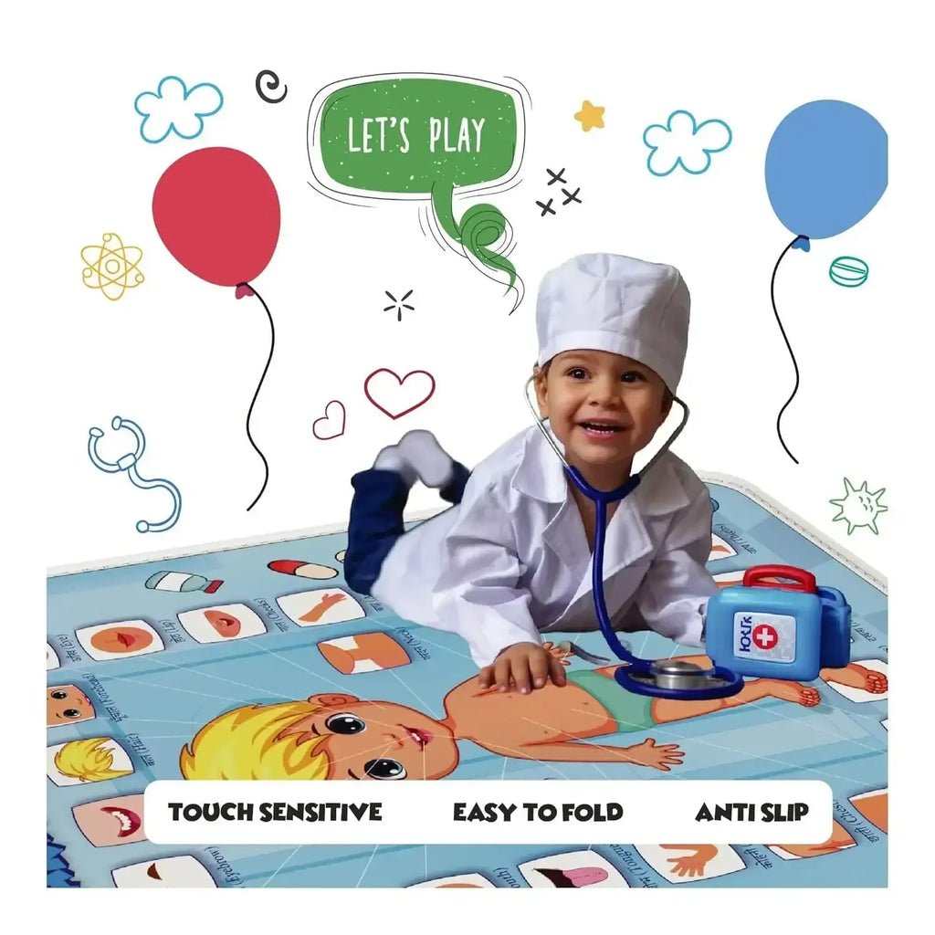 PLANETTUNES Anatomy Learning Musical Mat | Interactive Bilingual Touch-Sensitive Floor Mat for Kids | 5 Fun Educational Modes | Battery-Operated ABC & Body Part Learning Mat | Toddler Toy (Multicolor) - Naivri