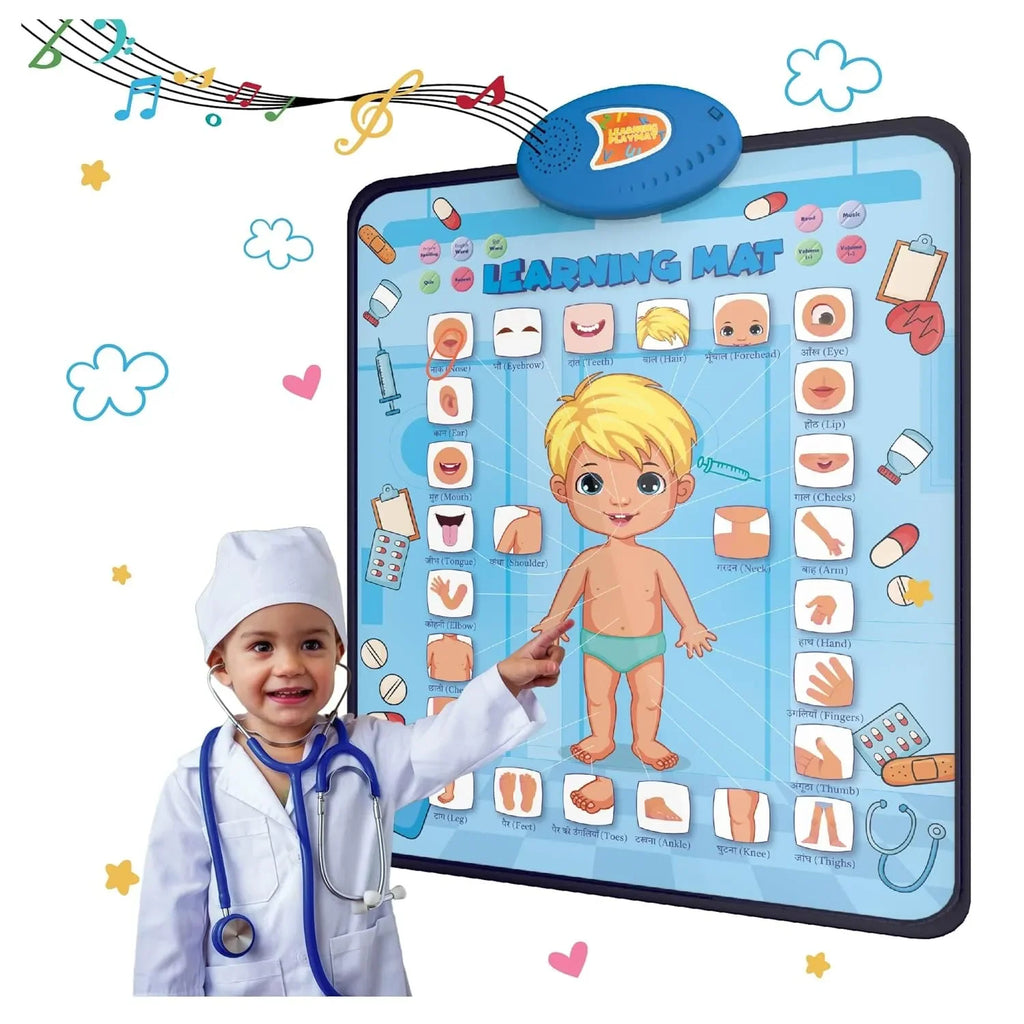 PLANETTUNES Anatomy Learning Musical Mat | Interactive Bilingual Touch-Sensitive Floor Mat for Kids | 5 Fun Educational Modes | Battery-Operated ABC & Body Part Learning Mat | Toddler Toy (Multicolor) - Naivri