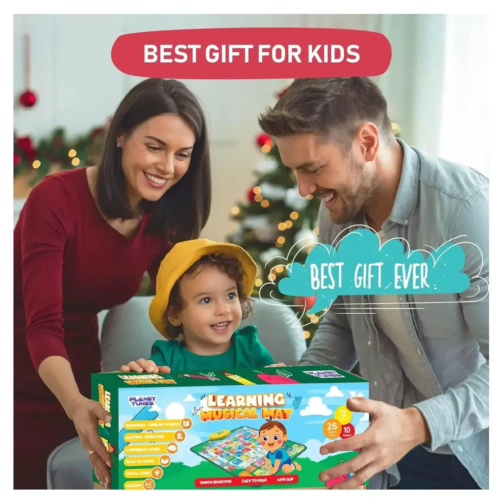 PLANETTUNES Anatomy Learning Musical Mat | Interactive Bilingual Touch-Sensitive Floor Mat for Kids | 5 Fun Educational Modes | Battery-Operated ABC & Body Part Learning Mat | Toddler Toy (Multicolor) - Naivri