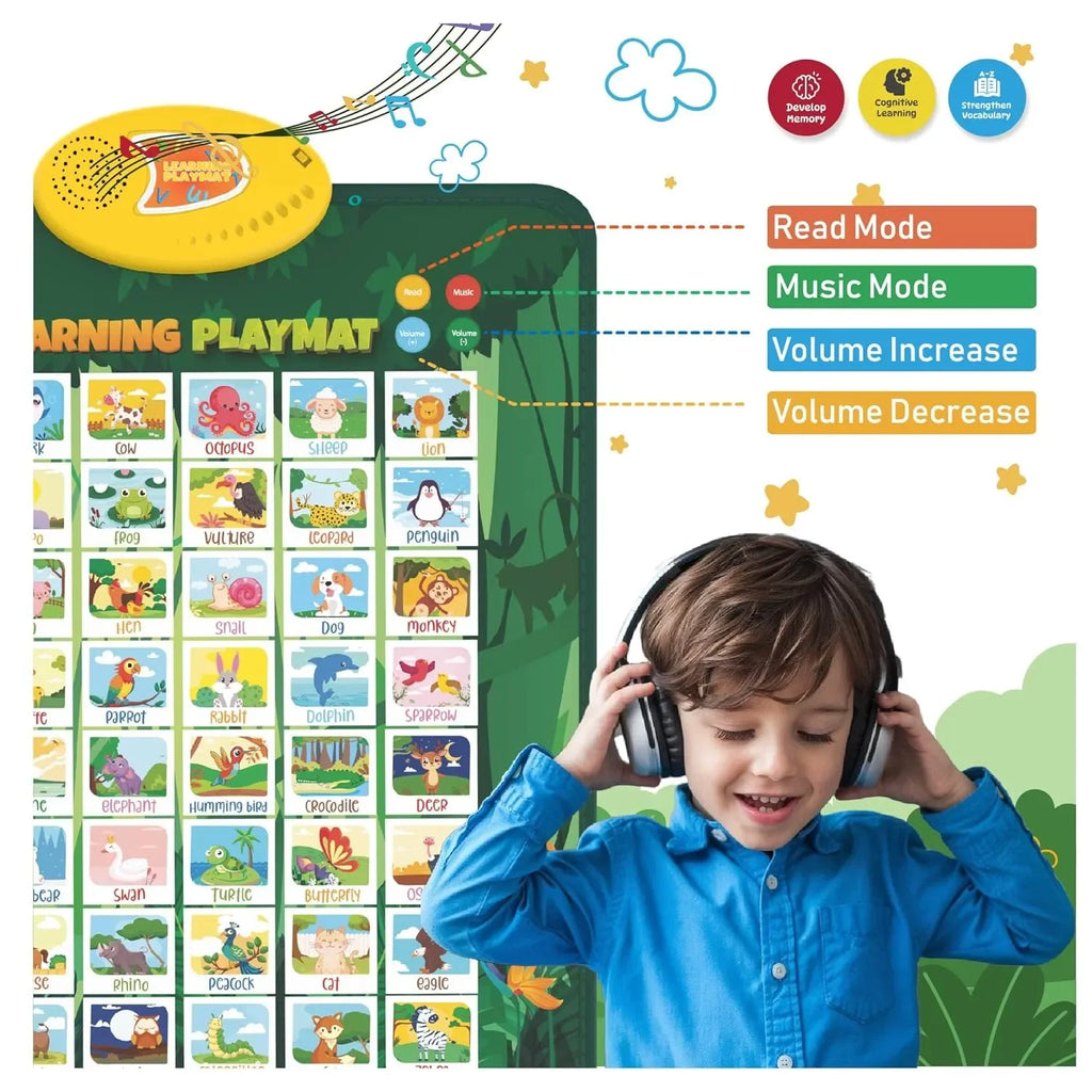 Planettunes Animal Learning Musical Interactive Bilingual Touch-Sensitive Floor Mat for Kids | 5 Educational Modes | Battery-Operated | ABC & Animal Sound Learning Mat | Toddler Toy Age 3+ - Naivri