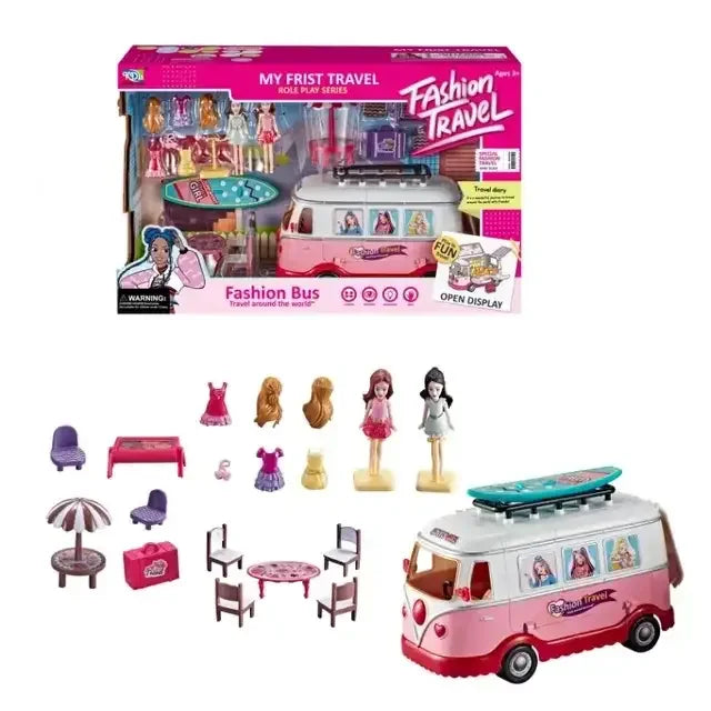 PlayJoy Doll & Bus Adventure Set – Imaginative Play for Kids 3+ - Naivri