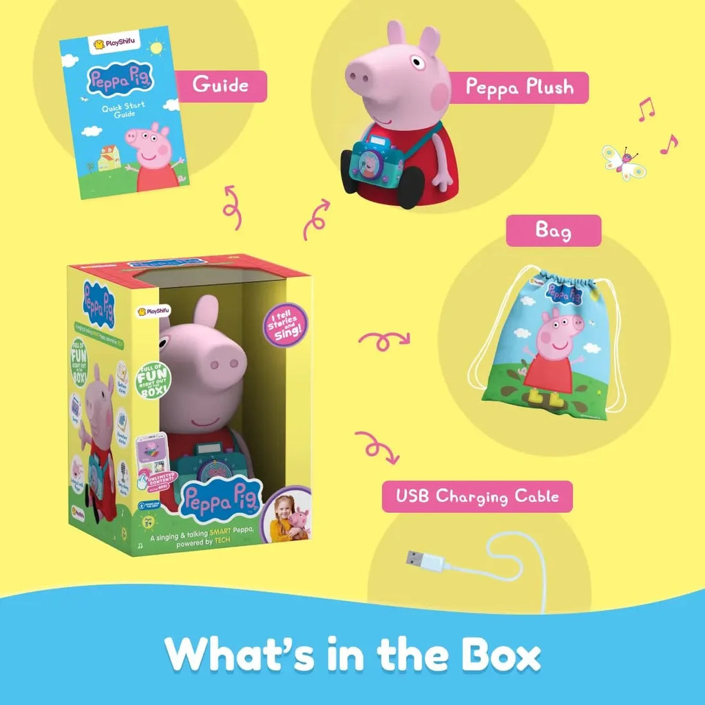 PlayShifu Smart Peppa – Interactive Peppa Pig Plush Toy with Singing, Talking, Storytelling, and Bluetooth App Connectivity for Kids Age 3+ | Educational Learning Toy - Naivri