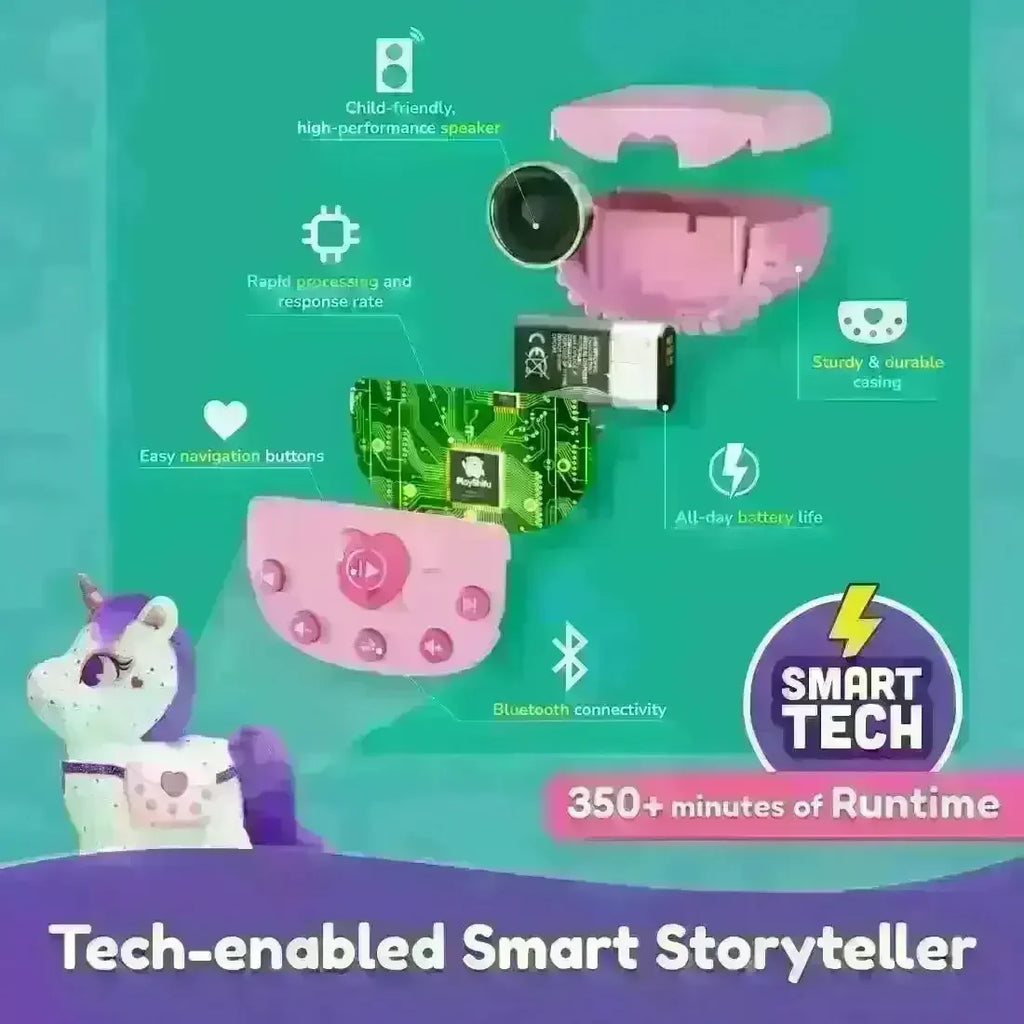 PlayShifu ZeeZee The Smart Storyteller – Singing & Talking Unicorn Plush Toy with Bluetooth App Connectivity | Educational Interactive Soft Toy for Kids Age 3+ - Naivri