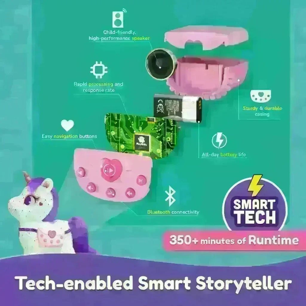 PlayShifu ZeeZee The Smart Storyteller – Singing & Talking Unicorn Plush Toy with Bluetooth App Connectivity | Educational Interactive Soft Toy for Kids Age 3+ - Naivri