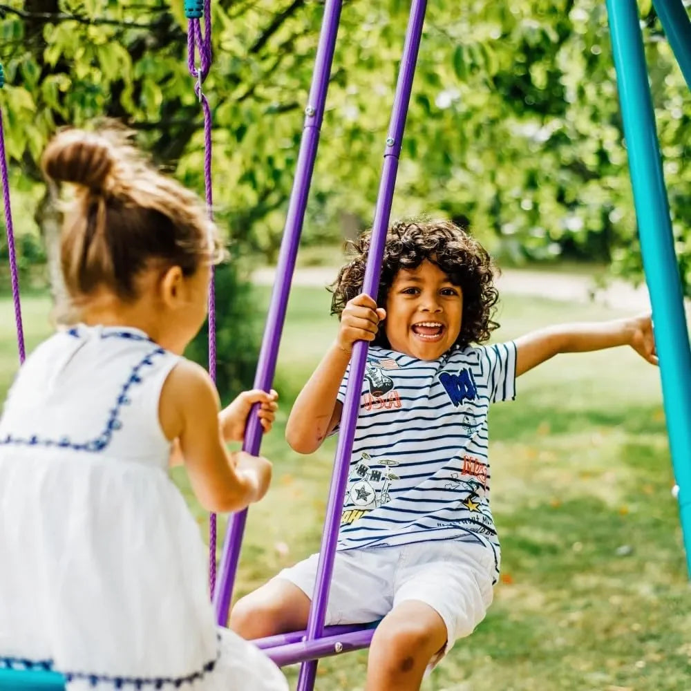 Plum® Helios® Metal Single Swing and Glider Set – Sturdy Outdoor Playground Equipment for Kids - Naivri